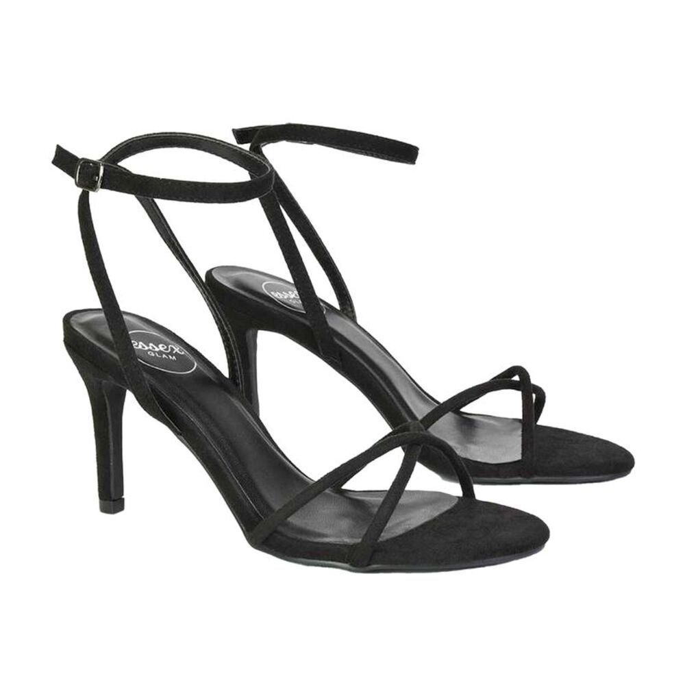 XY London Womens/Ladies Ridge Strappy Stiletto Heel Sandals / Jet Black